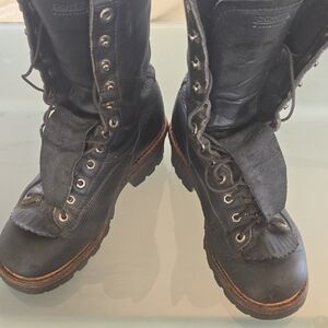 Chippewa Black Leather Lace-Up Work Boots